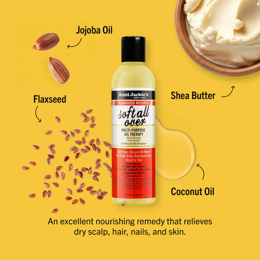 Aunt Jackie's Flaxseed Soft All Over Multi Purpose Oil -237ml / 8oz