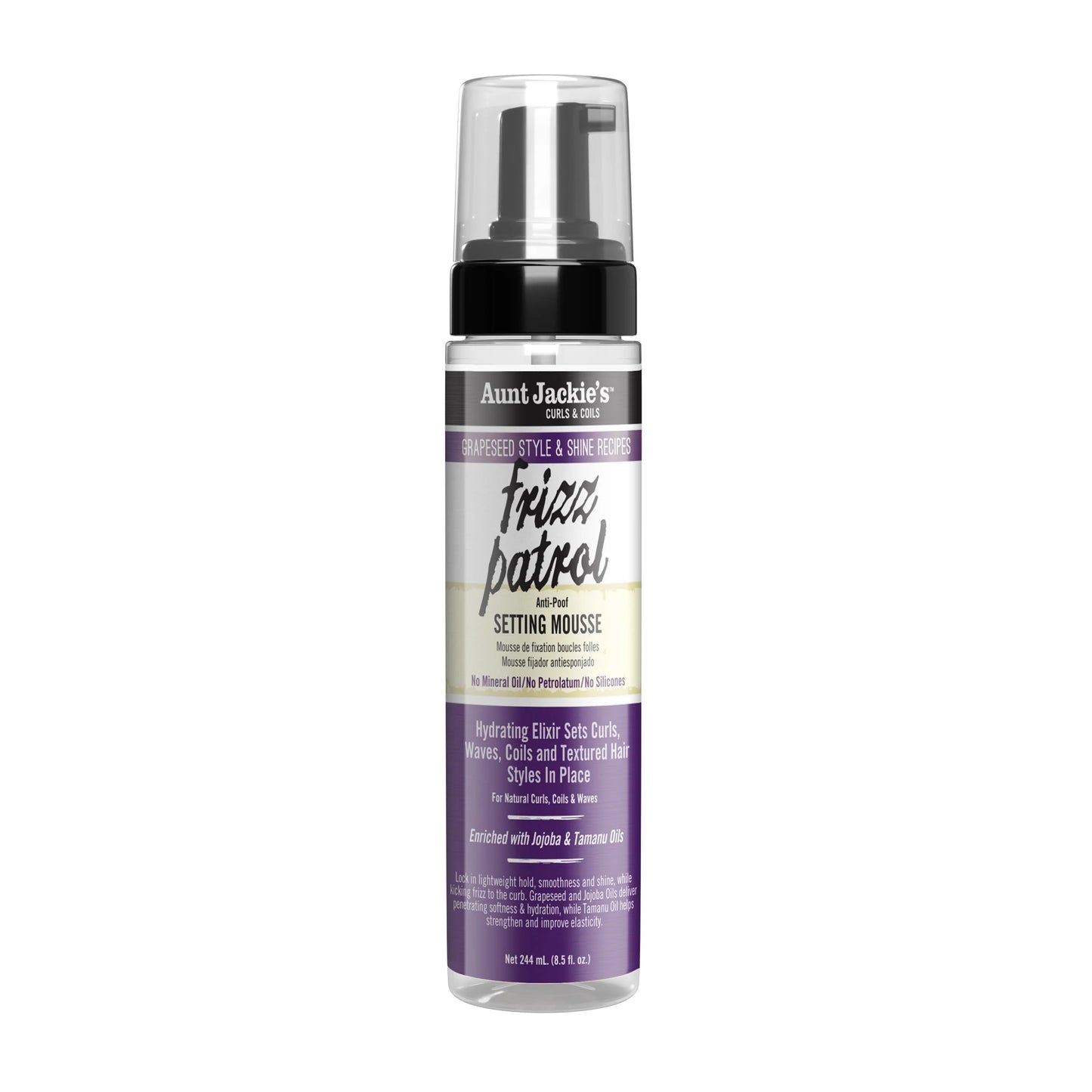 Aunt Jackie's Grapeseed Frizz Patrol Anti-Poof Setting Mousse - 244ml / 8.25oz