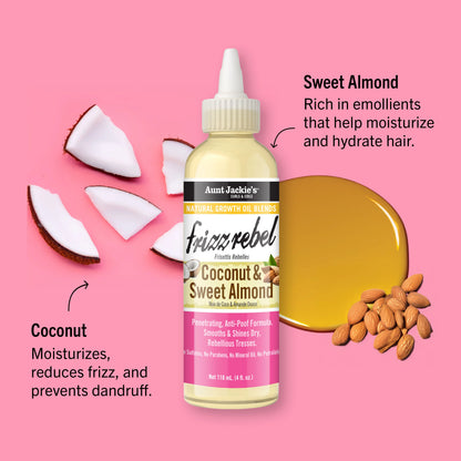 Aunt Jackie's Frizz Rebel Coconut & Sweet Almond Growth Oil - 118ml / 4oz