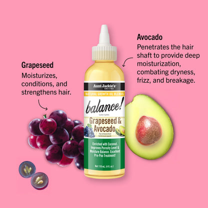 Aunt Jackie's Balance Grape Seed&Avocado Growth Oil - 118ml / 4oz